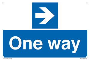 One way with right directional arrow